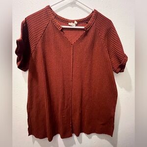 Women's Short Sleeve Waffle Knit Top